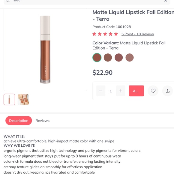 Farmasi matte liquid lipstick - Picture 2 of 2